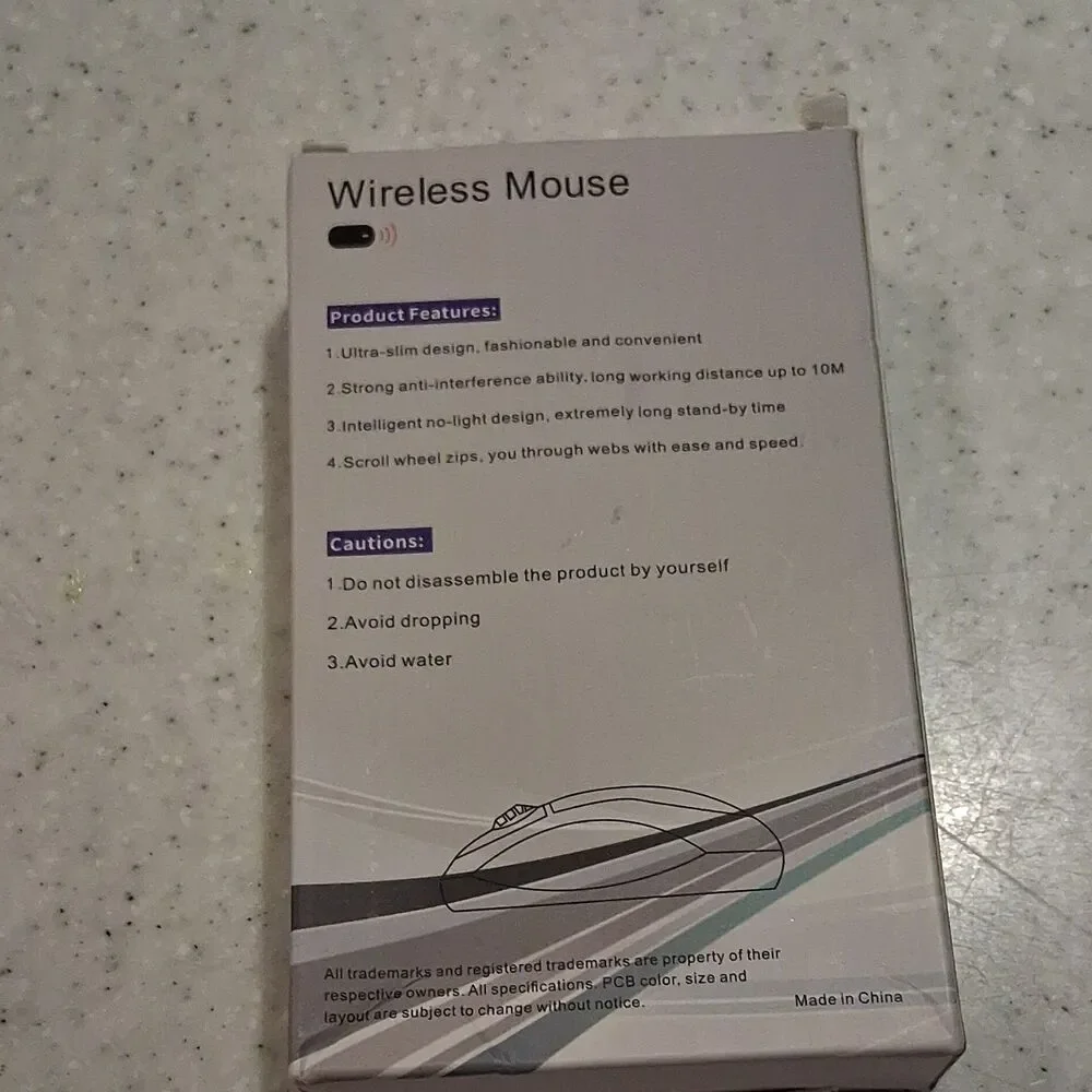 Wireless Slim Mouse Ultra-Slim Design Optical Scroll Wheel 3-Button Black